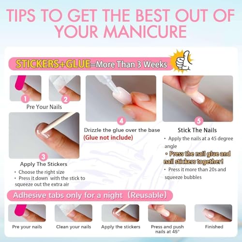 Short Square Press On Nails Glossy Nude Fake Acrylic Nails 48 Pieces