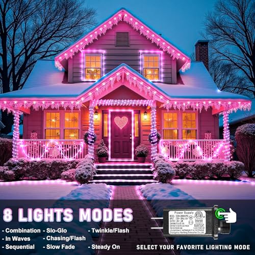 Pink 100FT 300 LED Rope Lights for Outdoor Indoor Decor - Connectable Waterproof