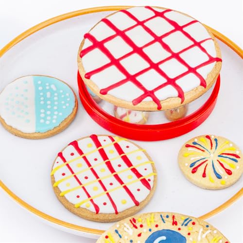 Nifogo Red Yellow 5pcs Round Cookie Cutter Set - Stainless Steel Baking Tools