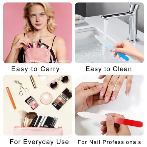 Glass Nail File Set with Cases - 6 Pack Double Sided Crystal Files