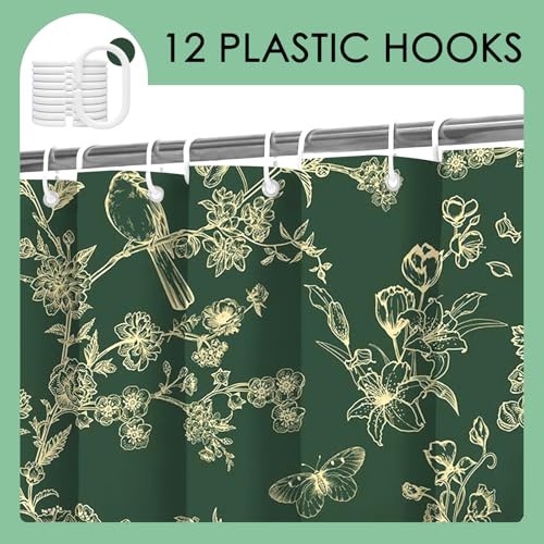 Mocsicka Vintage Floral Shower Curtain - Waterproof, 71x71 inch