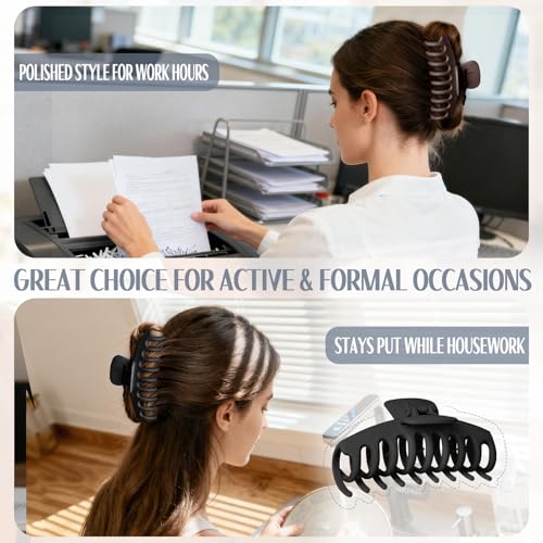 GIRLOLIIAR Flat Hair Claw Clips 8 Pack Neutral Matte Large Hair Jaw Clips