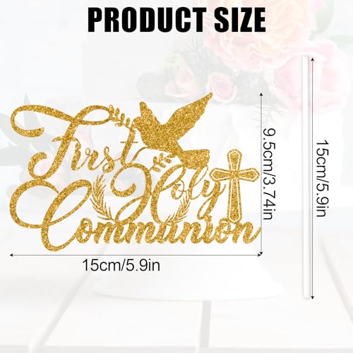 First Holy Communion Cake Topper - Gold Decoration for Parties