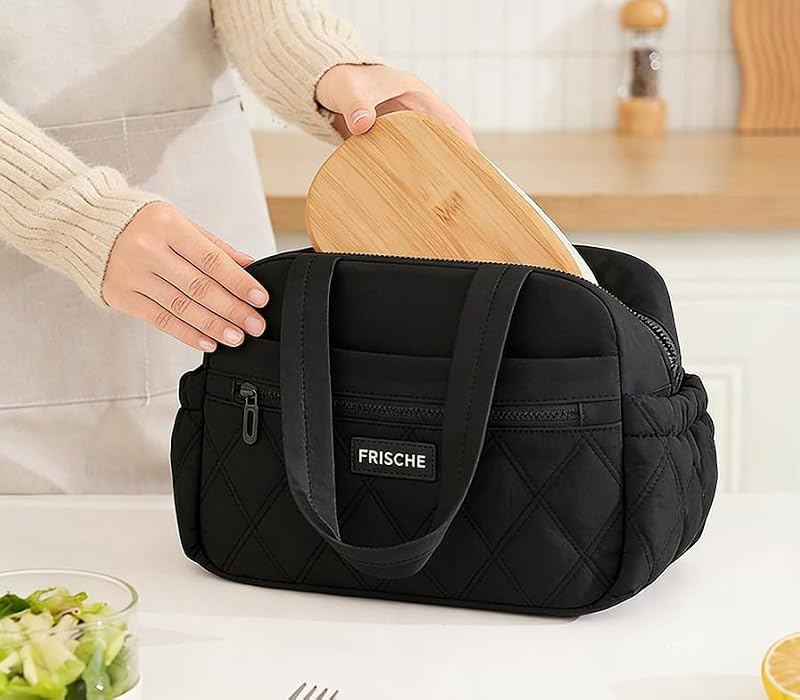 COOLOME Insulated Lunch Bag for Men & Women - Lightweight Quilted Design with Multiple Pockets