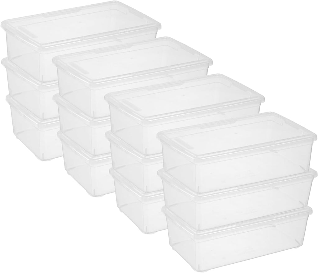 Novelinks 6 Quart Clear Plastic Storage Bins - Stackable Craft Organizing Containers | 12 Pack with Transparent Lids