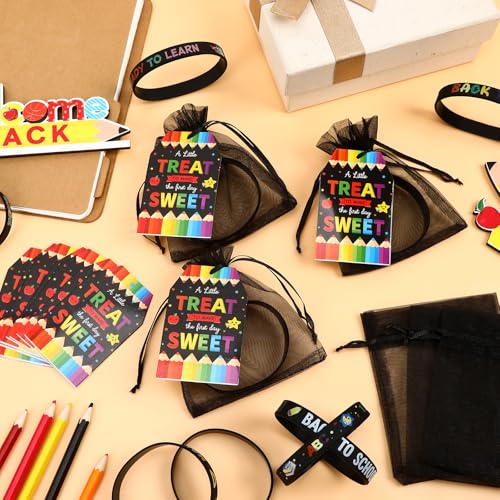 Back to School Gift Set - 24 Silicone Bracelets, Bags & Tags
