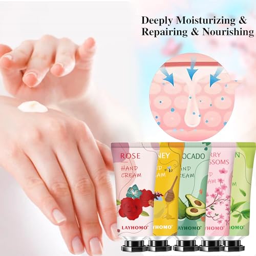 DBEAUTYM 10 Pack Travel Size Hand Cream Gift Set - Shea Butter Moisturizing Lotion for Dry Hands