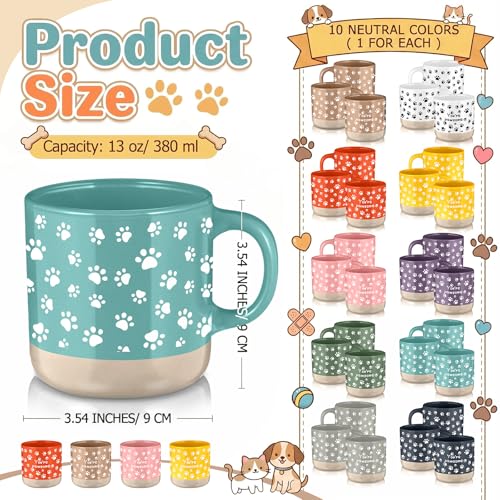 Veterinary Tech Appreciation Gift Mug Set - Bright Colors, 10 Pcs, 13 oz