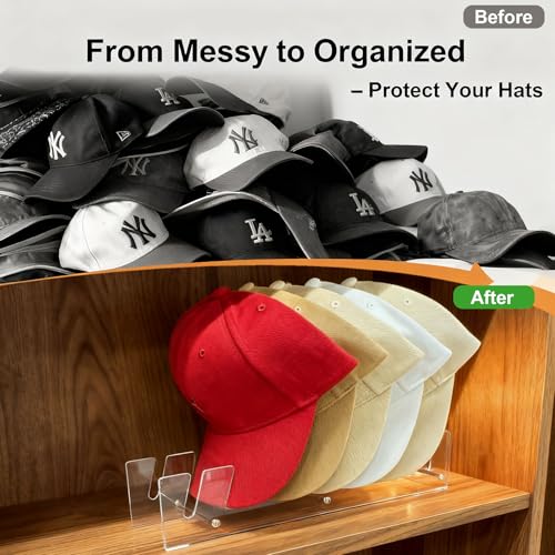 Clear Acrylic Baseball Cap Organizer Rack - 2 Pack