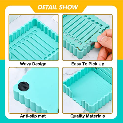 Litacimi Blue Wavy Sticky Notes Holder with Stencil - Desk Note Dispenser