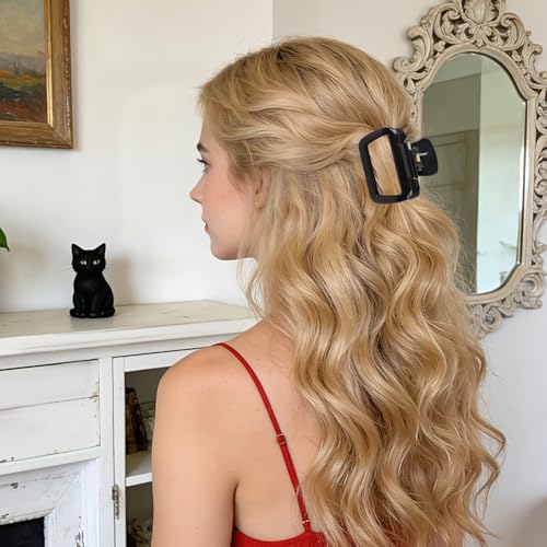 Nylon Hair Claw Clips 4-Pack - 2.5 Inch Non-Slip Black Hair Claws for Thin and Thick Hair