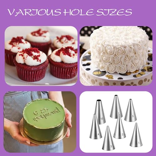 Xinjoduz 7-Piece Stainless Steel Cake Decorating Piping Tips Set