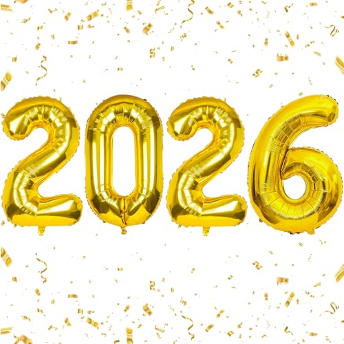 40 Inch Gold Foil Number Balloons for New Year & Graduation Parties