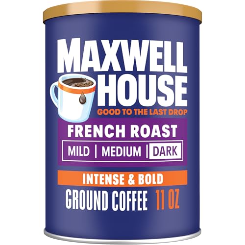 Maxwell House French Roast Ground Coffee, Dark Roast, 11 oz Resealable Can