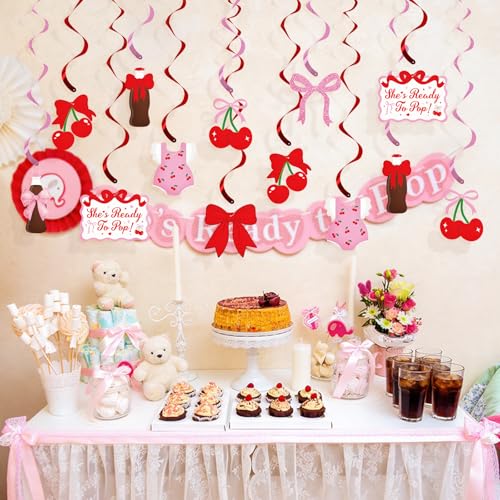 Ready to Pop Baby Shower Hanging Swirls Red Cherry Soda Theme 20 Pcs