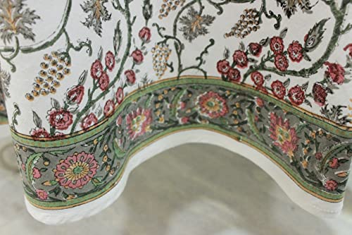 Round Cotton Tablecloth 90 Inch Coral Pink Block Print - Traditional Indian Design