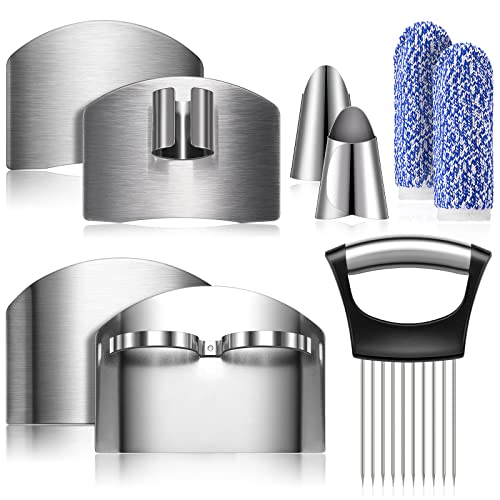 9-Piece Stainless Steel Finger Guard Set for Safe Vegetable Cutting