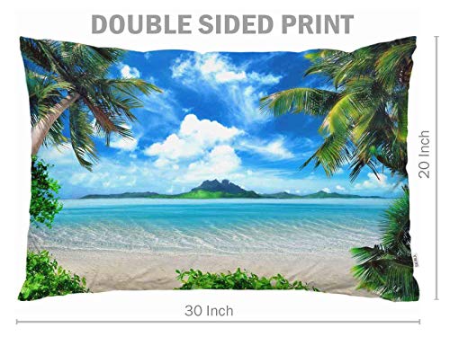 Palm Tree Beach Throw Pillow Cover 20x30 Inch - EKOBLA