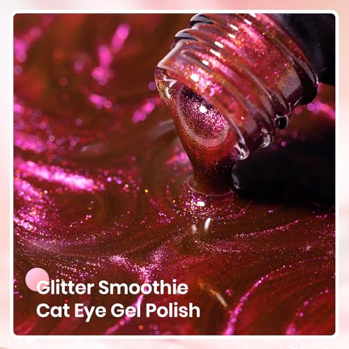 MIZHSE Pink Cat Eye Gel Nail Polish with Magnet Stick Starry Effect
