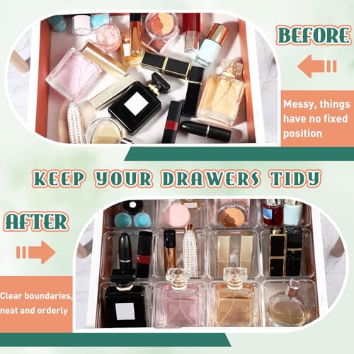 Tioncy 8 Pcs Stackable Clear Drawer Organizer Bins, 3x3x2 Inch Small Trays