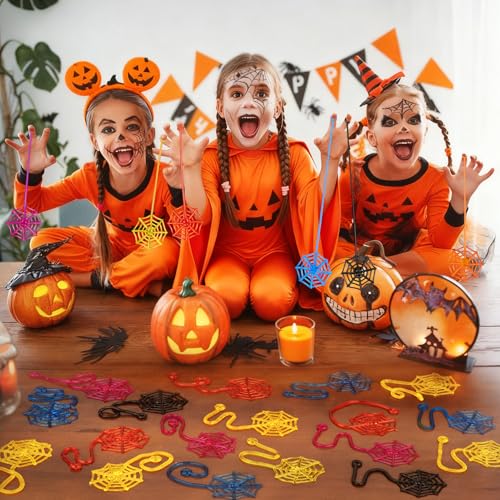24 Pcs Sticky Spider Web Hands - Fun Kids Party Favors & Prize Box Toys