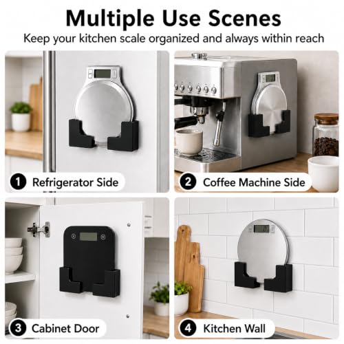 TUNIKO Magnetic Kitchen Scale Holder - Wall-Mount Storage Organizer