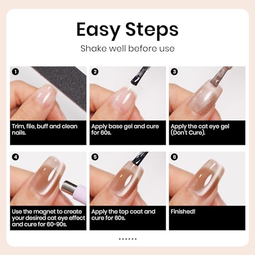 MIZHSE Moonlight Champagne Cat Eye Gel Nail Polish 12ml Magnetic Soak Off