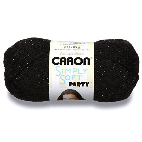 Caron Simply Soft Party Yarn - Black, 3 oz, Medium Worsted 4