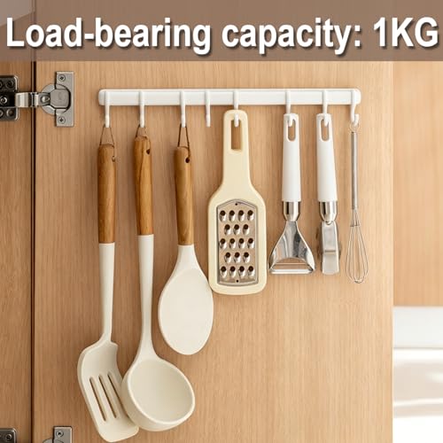 Adjustable Self-Adhesive Cabinet Door Hooks with 8 Hooks