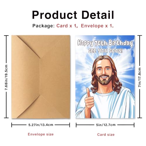 PTRUKD Funny 70th Birthday Card BIR-KM-405 – Hilarious Jesus Humor