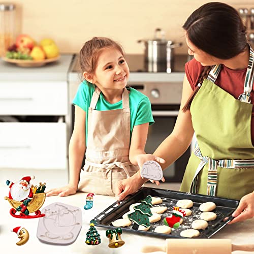Christmas Silicone Fondant Mold Set for Cake Decoration - Santa, Tree, Sled, House
