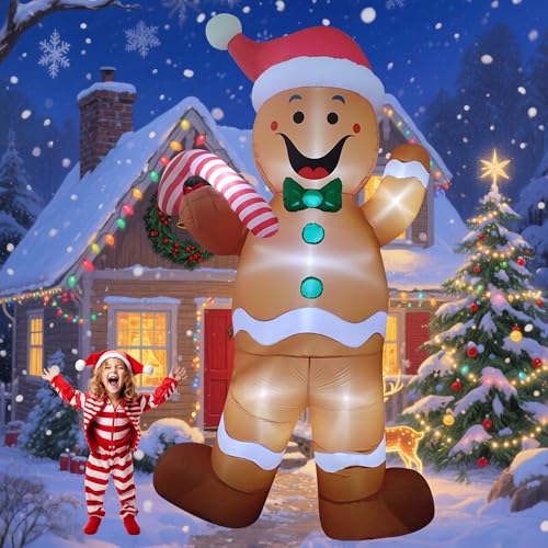 12FT Lighted Inflatable Gingerbread Man Christmas Yard Decor Outdoor Holiday Display