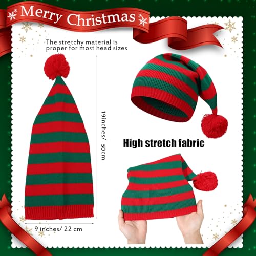 Christmas Knitted Santa Hat Set - Holiday Elf Beanies for Adults & Kids