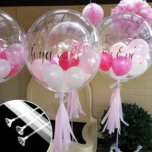 20 Pcs Balloon Holder Sticks with Cups – 12.4 Inch Clear Plastic Sticks