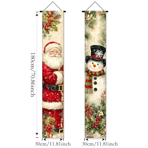 Nuxovilar Merry Christmas Door Cover Banner 2Pcs 71x12In Polyester