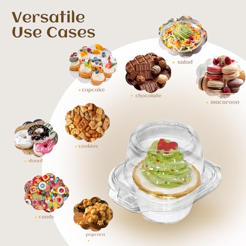 WIKDAY Individual Cupcake Containers, Clear Plastic - 50 Pack