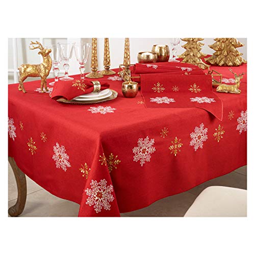 Red Winter Snowflake Tablecloth 70x70 Inches Holiday Decor - Occasion Gallery