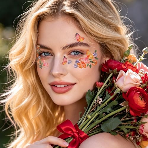 Konsait Glitter Butterfly Temporary Face Tattoos 20 Sheets