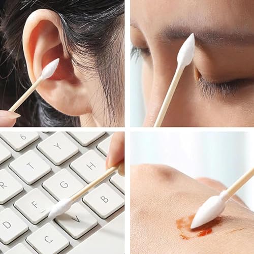 ILANSIN 6-Inch Pointed Cotton Swabs 200PCS - Biodegradable Bamboo Cotton Buds for Gun Cleaning and Precision Detail