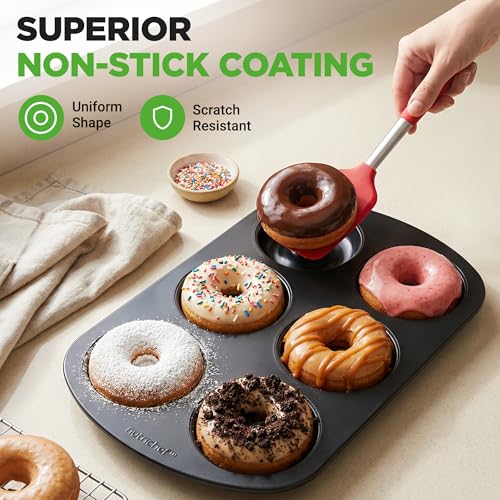NutriChef Nonstick Carbon Steel Donut Pan - 6-Cavity Baking Tray