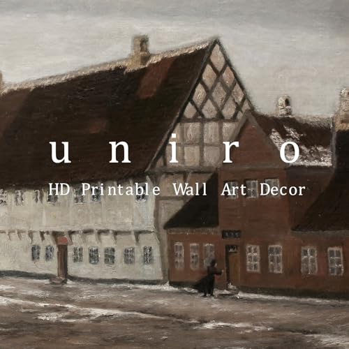 Vintage Winter Village Canvas Wall Art Rustic Farmhouse Print 8x10