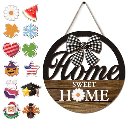 Interchangeable Seasonal Home Sweet Home Sign with 12 Icons