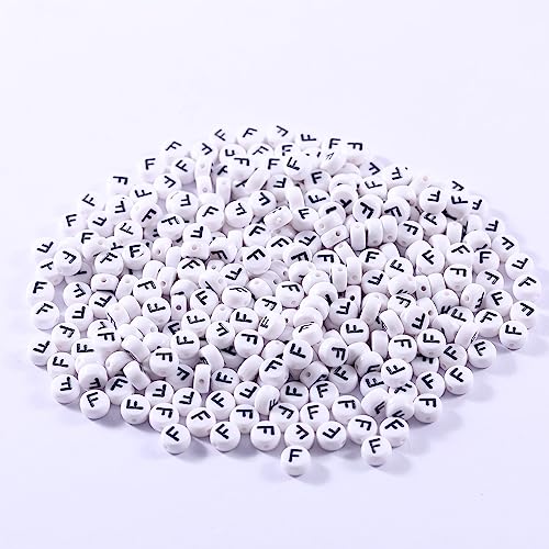 Carporay 1000 Pcs 7x4mm Flat Round Acrylic Alphabet Letter Beads for DIY Jewelry Making