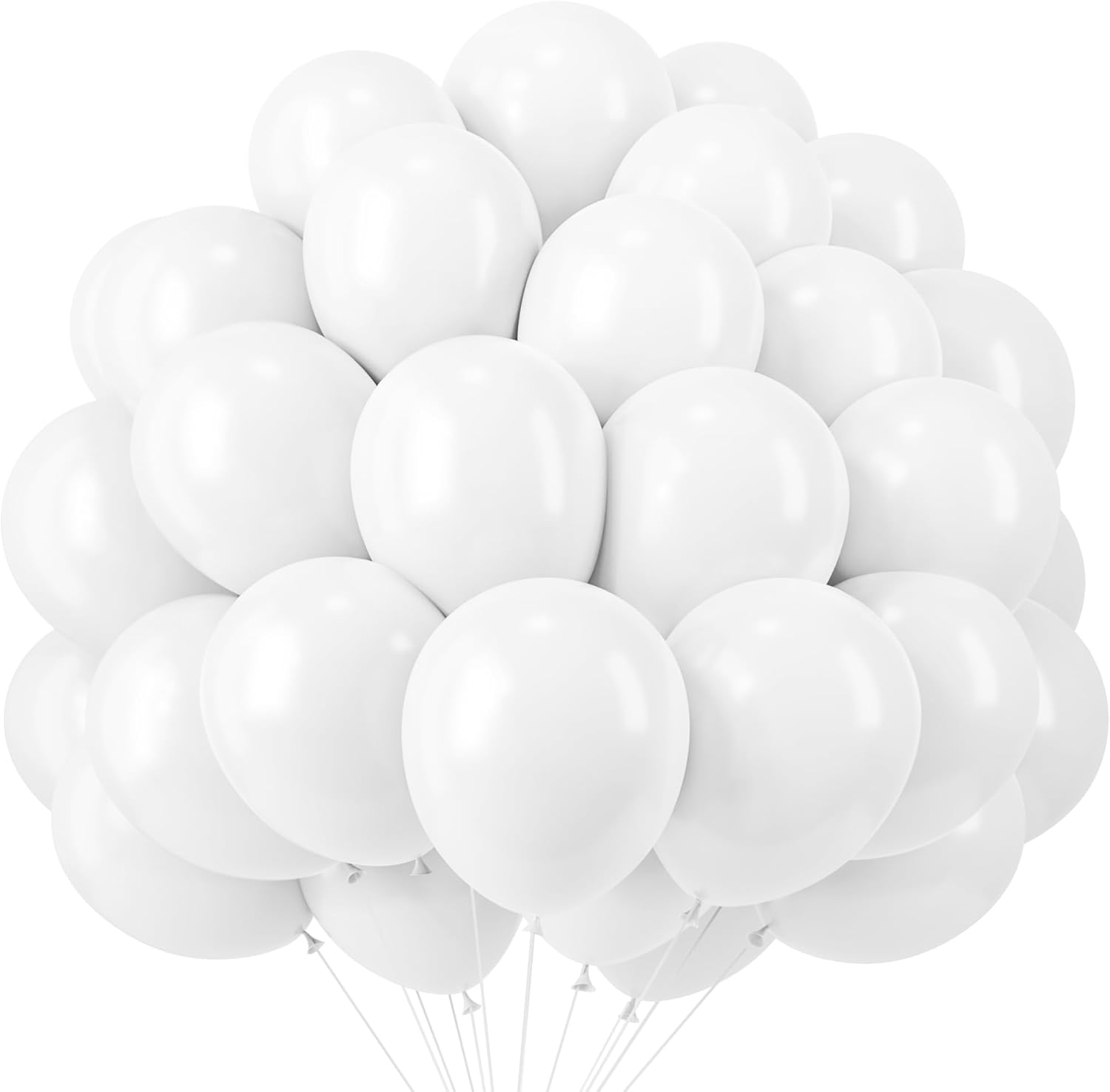 RUBFAC 120pcs White Latex Balloons - 12 Inches for Birthday, Baby Shower & Wedding Decorations