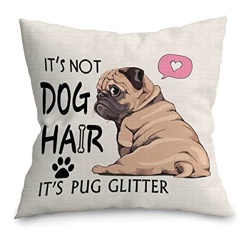 Funny Pug Dog Throw Pillow Cover - 18x18in Decorative Cushion