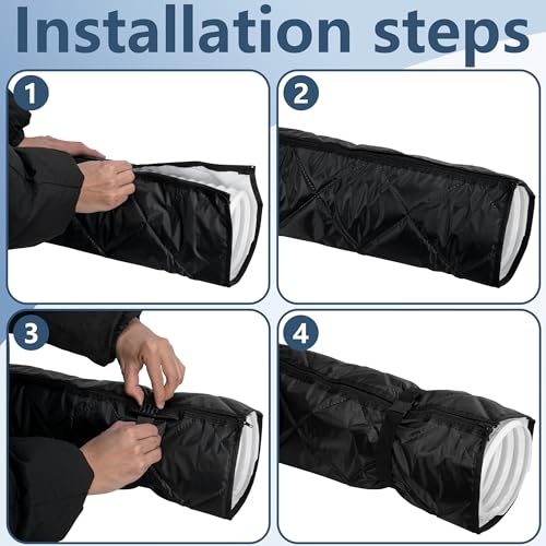 Portable Air Conditioner Hose Cover with Zipper Insulation - 59" Black