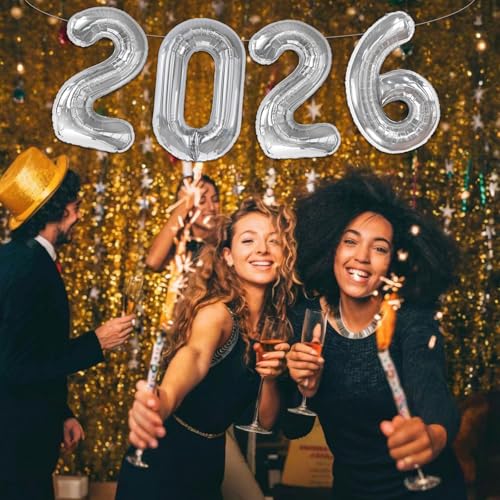 16-Inch Silver Graduation Balloons - Class of 2026 Party Decor