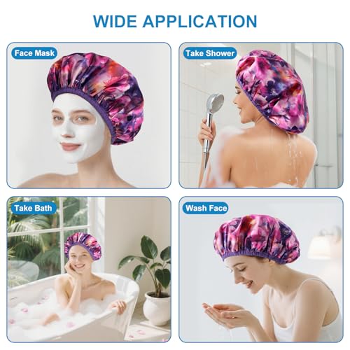 CHFONG Terry Lined Shower Cap for Women - Waterproof Reusable Bath Cap