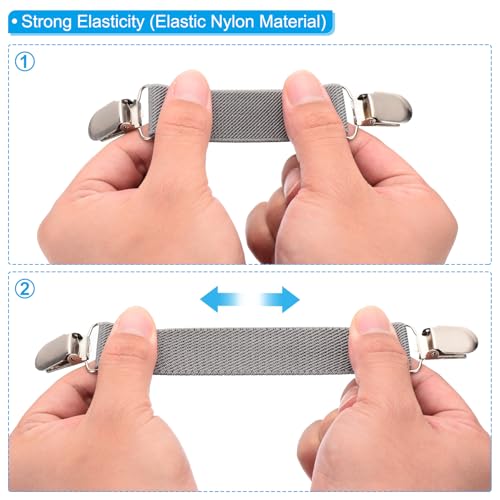 PATIKIL Elastic Mitten Clips - Grey Double-Sided Glove & Gear Holder