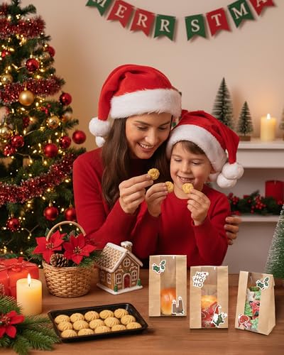 50 PCS Small Kraft Paper Cookie Bags with Seal - 3.5" x 2.3" x 7.5"